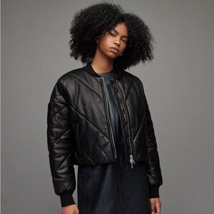 AllSaints puffer jacket Bailey Cropped Leather Bomber Jacket- SOLD OUT!